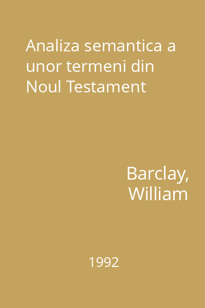 Analiza semantica a unor termeni din Noul Testament