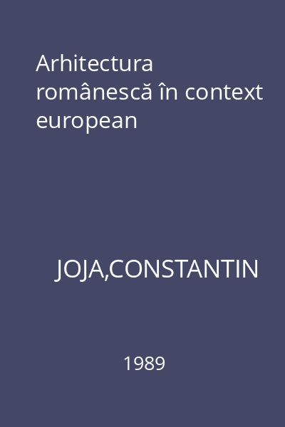 Arhitectura românescă în context european