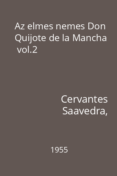 Az elmes nemes Don Quijote de la Mancha  vol.2