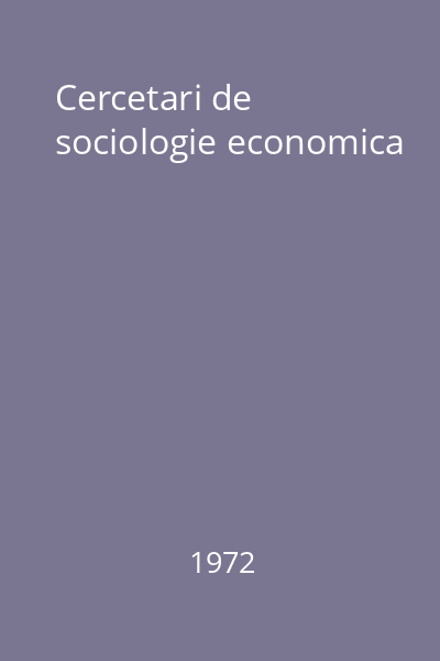 Cercetari de sociologie economica
