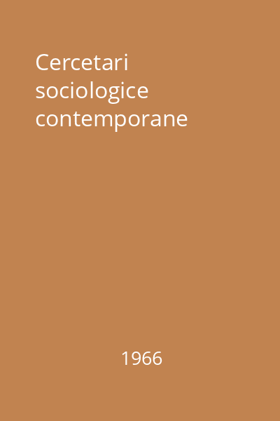 Cercetari sociologice contemporane