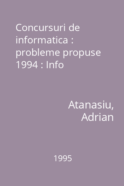 Concursuri de informatica : probleme propuse 1994 : Info