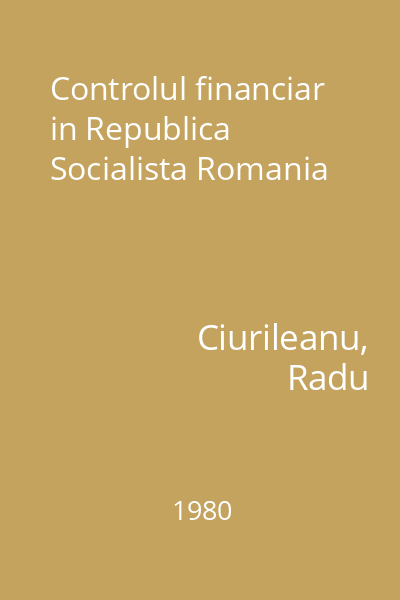 Controlul financiar in Republica Socialista Romania