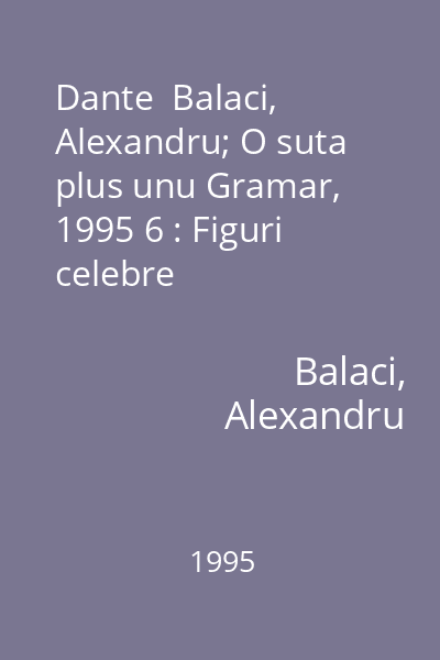 Dante  Balaci, Alexandru; O suta plus unu Gramar, 1995 6 : Figuri celebre