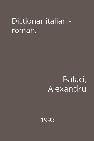 Dictionar italian - roman.