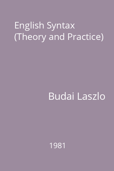 English Syntax (Theory and Practice)