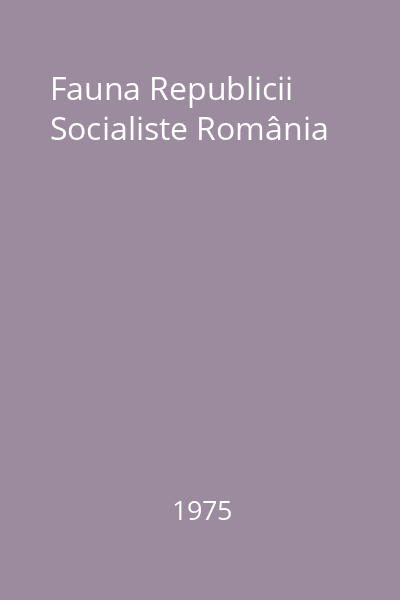 Fauna Republicii Socialiste România
