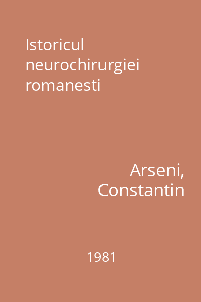 Istoricul neurochirurgiei romanesti
