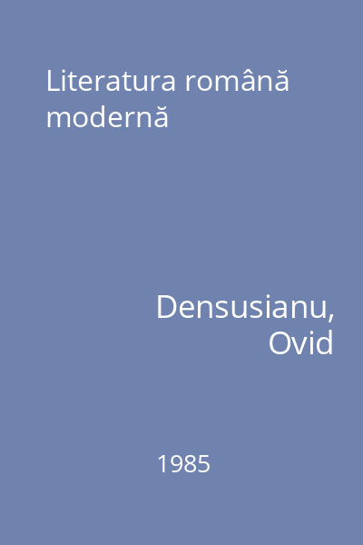 Literatura română modernă