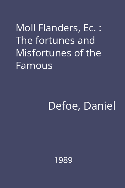 Moll Flanders, Ec. : The fortunes and Misfortunes of the Famous