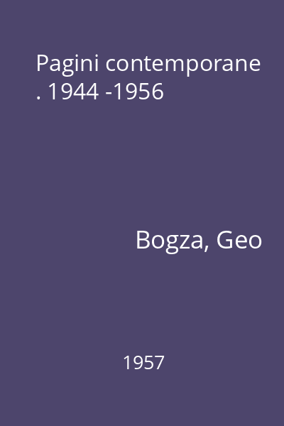 Pagini contemporane . 1944 -1956