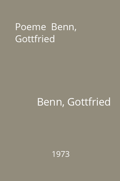Poeme  Benn, Gottfried