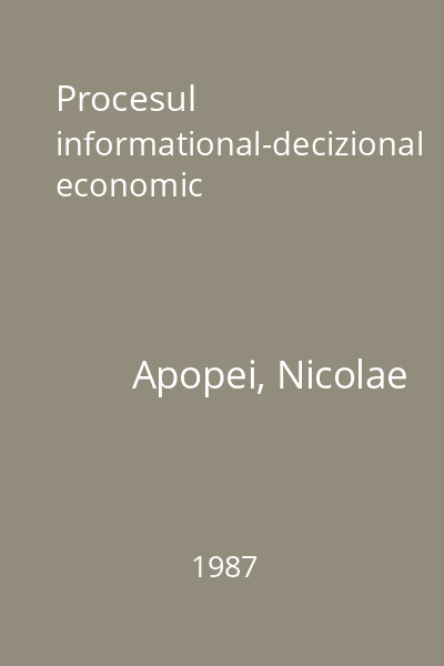 Procesul informational-decizional economic