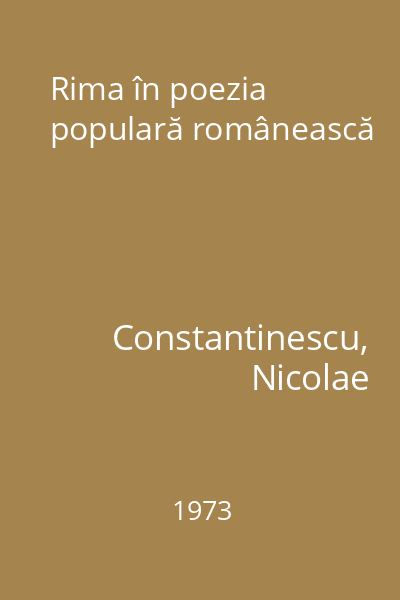 Rima în poezia populară românească