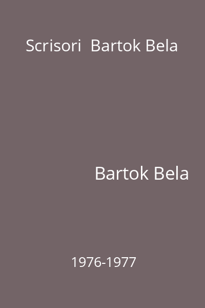 Scrisori  Bartok Bela