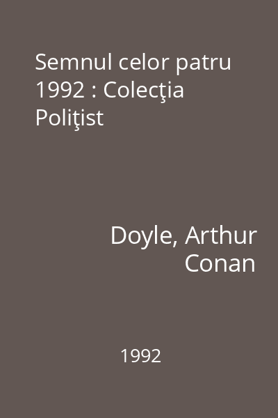 Semnul celor patru  1992 : Colecţia Poliţist