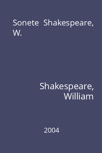 Sonete  Shakespeare, W.