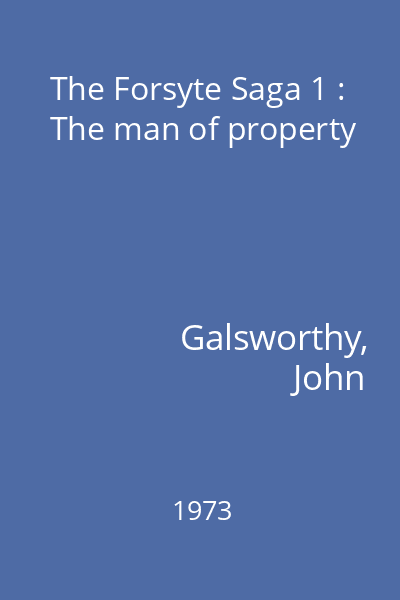 The Forsyte Saga 1 : The man of property