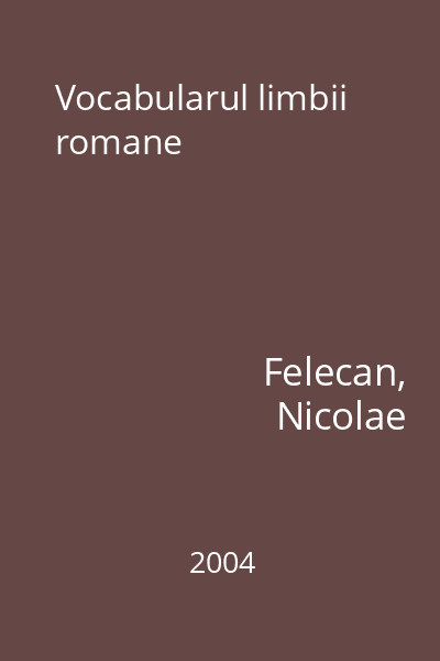 Vocabularul limbii romane