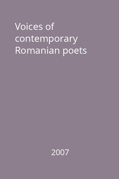 Voices of contemporary Romanian poets