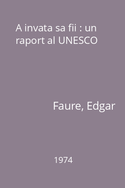 A invata sa fii : un raport al UNESCO