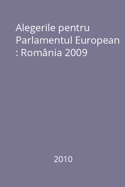 Alegerile pentru Parlamentul European : România 2009