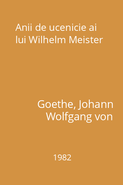 Anii de ucenicie ai lui Wilhelm Meister