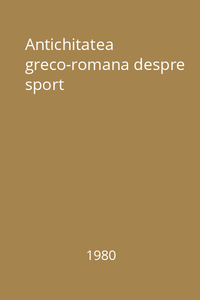 Antichitatea greco-romana despre sport