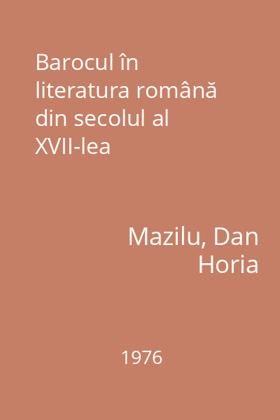 Barocul în literatura română din secolul al XVII-lea