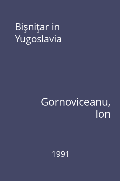 Bişniţar in Yugoslavia