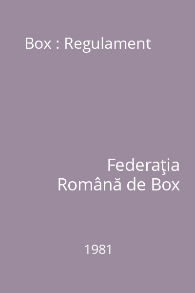 Box : Regulament