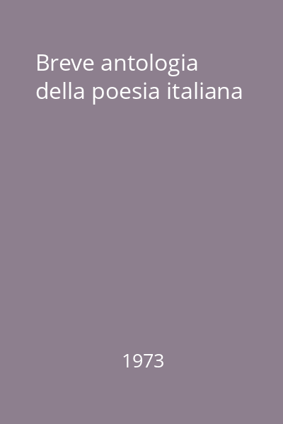 Breve antologia della poesia italiana