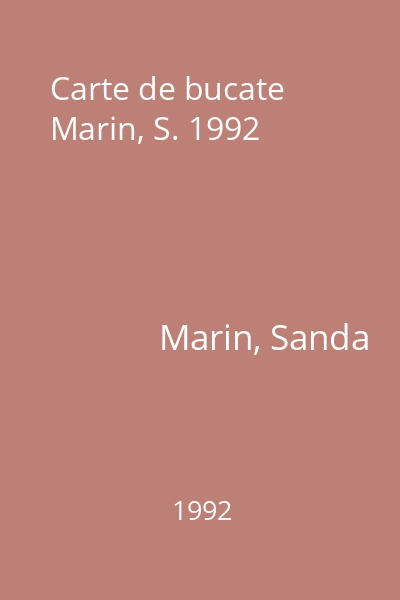 Carte de bucate Marin, S. 1992
