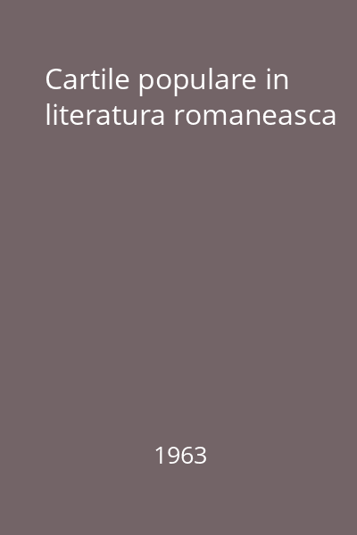 Cartile populare in literatura romaneasca