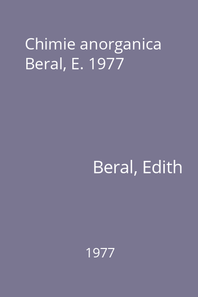 Chimie anorganica  Beral, E. 1977