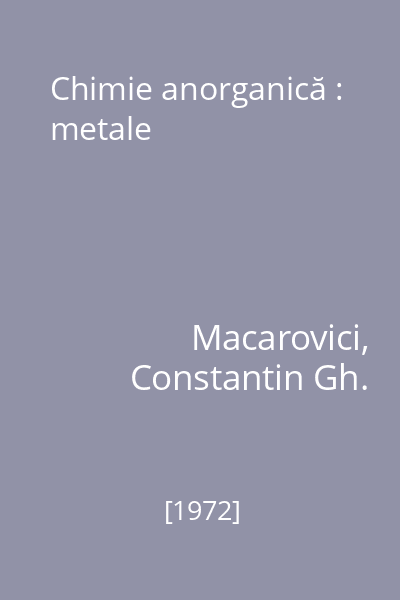 Chimie anorganică : metale