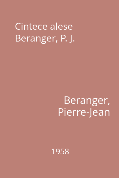 Cintece alese  Beranger, P. J.