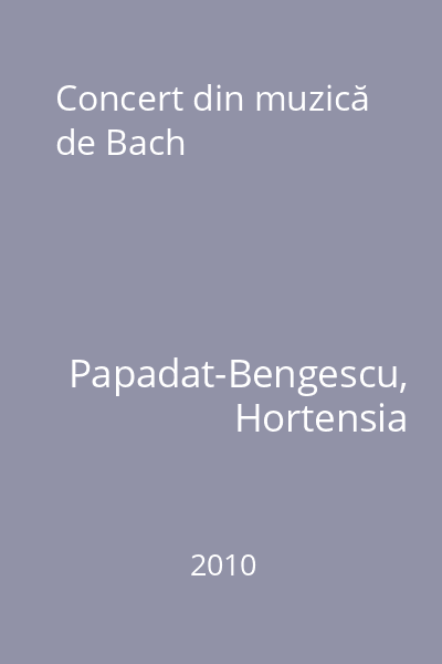 Concert din muzică de Bach