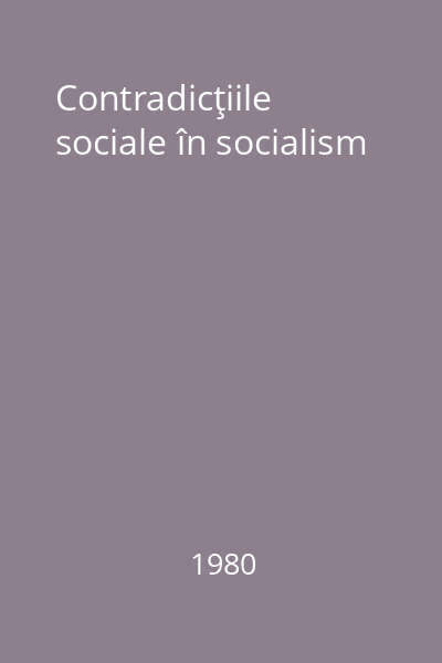 Contradicţiile sociale în socialism