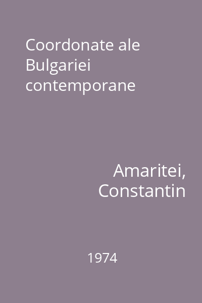 Coordonate ale Bulgariei contemporane