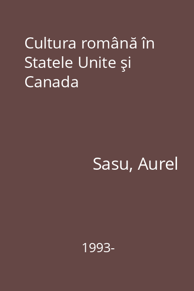 Cultura română în Statele Unite şi Canada