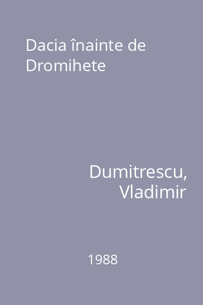 Dacia înainte de Dromihete