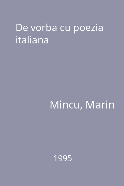 De vorba cu poezia italiana