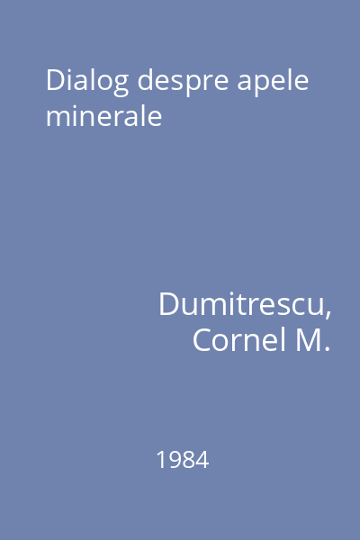 Dialog despre apele minerale