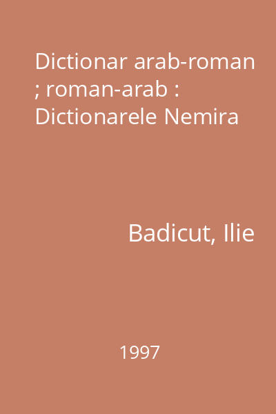 Dictionar arab-roman ; roman-arab : Dictionarele Nemira