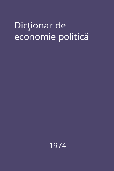 Dicţionar de economie politică
