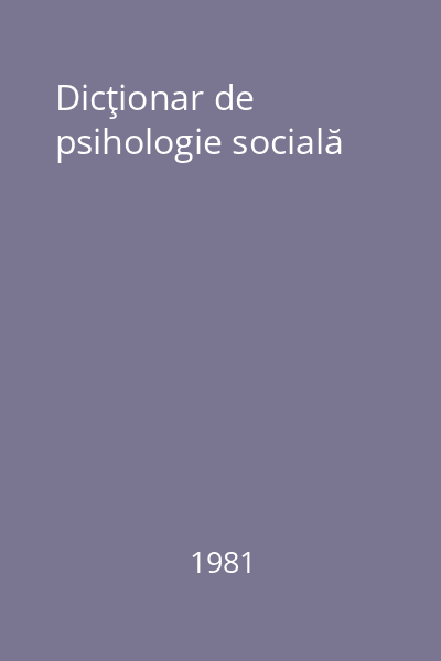 Dicţionar de psihologie socială