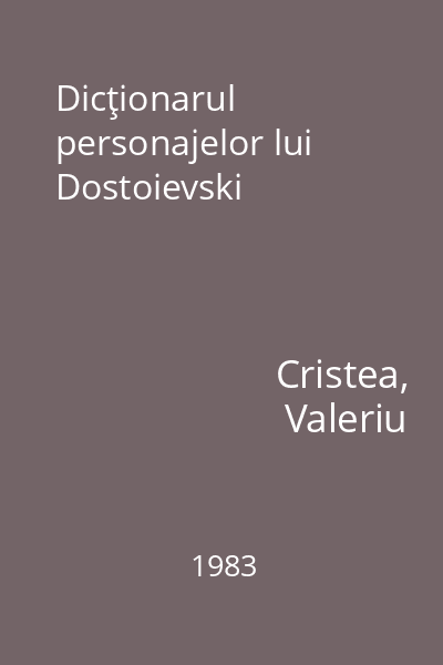 Dicţionarul personajelor lui Dostoievski