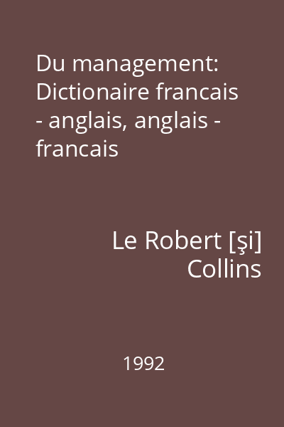 Du management: Dictionaire francais - anglais, anglais - francais