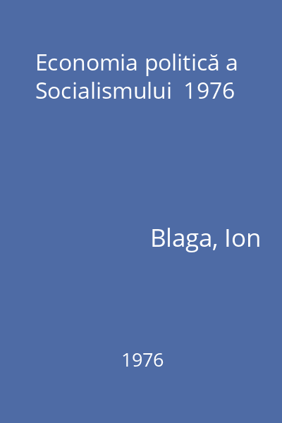 Economia politică a Socialismului  1976